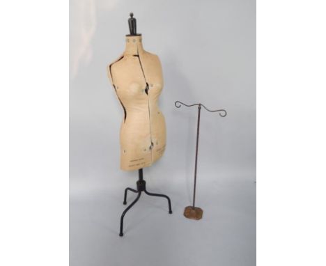 A Chil-Daw Pioneer female mannequin, bust size 36" to 43", on an adjustable iron base, 153cm high, and a Pollard of London sm