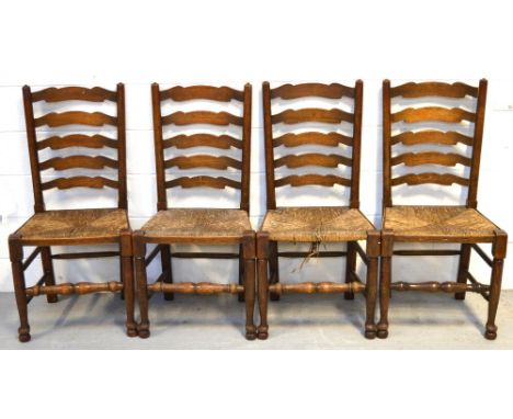 A set of six country style ladder back chairs (4).