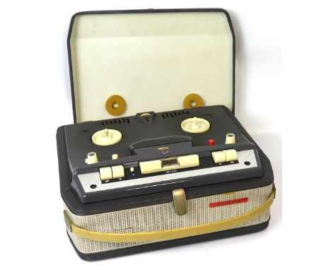 A vintage cased Philips reel to reel tape player.