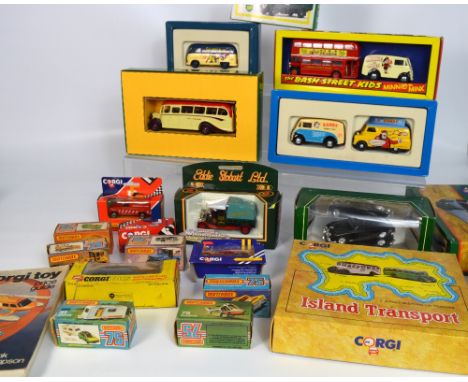 A quantity of largely boxed Corgi diecast vehicles to include boxed sets, one relating to Island Transport and one relating t
