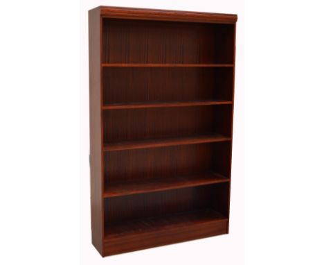 A large contemporary five shelf bookcase of simple form, width 125cm.