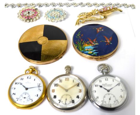 HELVETIA INCABLOC; a yellow metal crown wind open face pocket watch the dial set with Arabic numerals and subsidiary seconds 