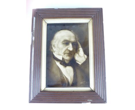 A Sherwin & Cotton portrait tile of William Gladstone, designed by George Cartlidge, after a photograph by Mendelssohn, in pe