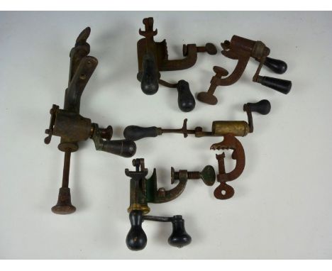 Five various antique shot gun cartridge making tools