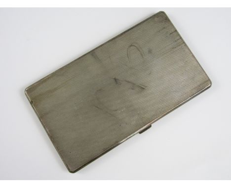 A George VI silver cigarette case, of rectangular section, with geometric and engine turned decoration, Birmingham, 1941, 202