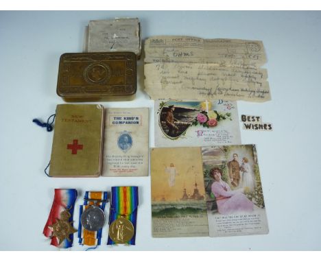 A 1914-15 Star, British War and Victory Medals to 1711 Pte J Wilkinson, Durham Light Infantry, together with a 1914 Princess 