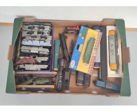 Box of 00 gauge locomotives, rolling stock and components, to include Triang R54 4-6-2 TR 2335 Transcontinental Pacific locom