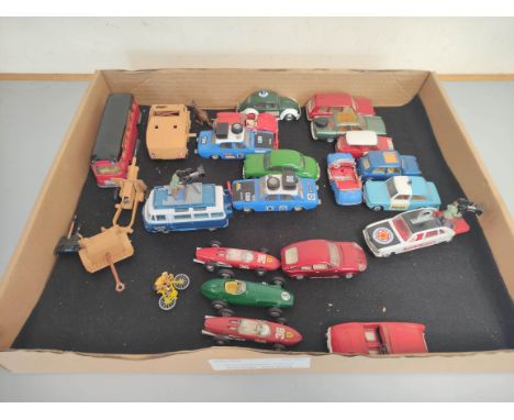 Corgi Toys. Die cast vehicles to include Commer Bus 2500 Series 479, Quad Gun Tractor with field gun 909, Renault 16 Tour De 