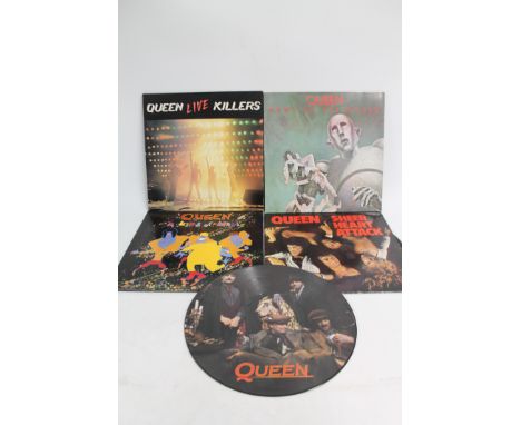 Queen records to include Sheer Heart Attack, News of the World, Queen Picture vinyl Kind of Magic, etc (5). 