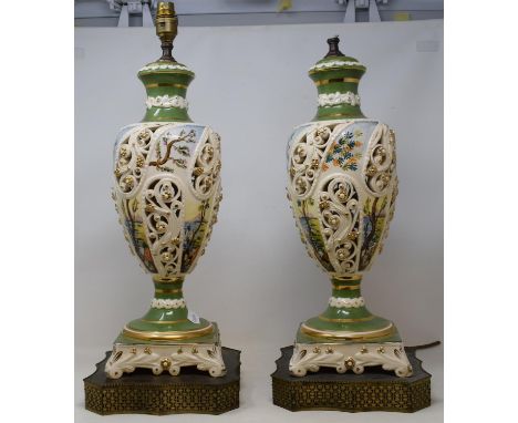 A pair of reticulated porcelain lamp bases, and other ceramics and glass (6 boxes) 
