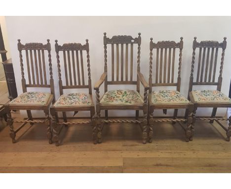 An oak coffer,  a corner washstand, two side tables, firescreen and a set of five chairs (10) 
