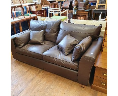 A brown leather Collins and Hayes sofa,  203 cm wide 