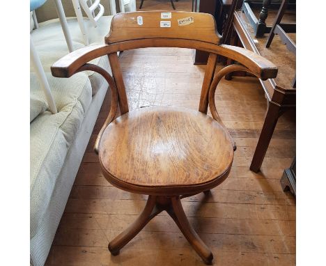 An early 20th century desk chair, mahogany commode and other furniture (qty) 
