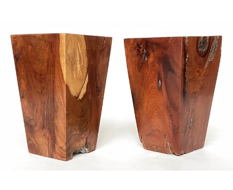 LAMP TABLES/STOOLS, a pair, African hardwood of square tapering form, 31cm x 31cm x 50cm H. (2) 