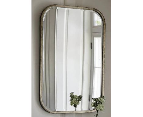 WALL MIRRORS, a pair, 1960's French style, aged silvered frames, 65cm x 95.5cm H. (2) 