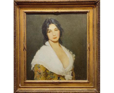 PORTRAIT OF A WOMAN, oil on canvas signed bottom right PSR, 52cm H x 47cm, framed. 