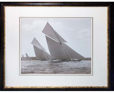 SAILING YACHT PHOTO PRINT, signed by Beken, 40cm H x 40cm, framed. 