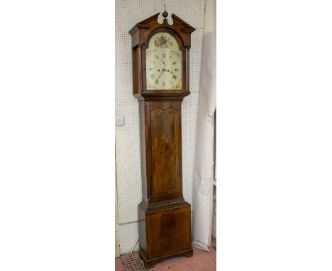 LONGCASE CLOCK, 228cm H x 53cm W x 25cm D, first quarter 19th century Irish mahogany with painted face inscribed O'Neill, Dub