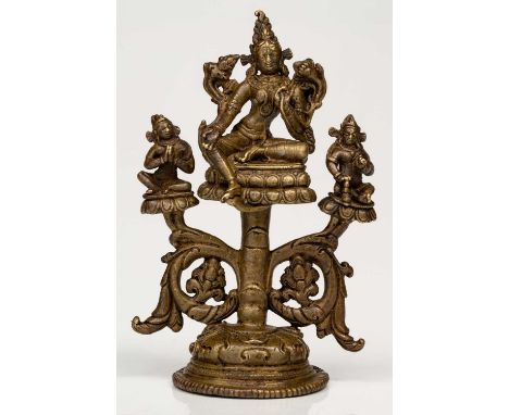BronzeTibet, 12th century, Pala Dynasty Dimensions: Height 13,5 cm Wide 8,5 cm Depth 5,5 cmWeight: 380 grams Decorative stand