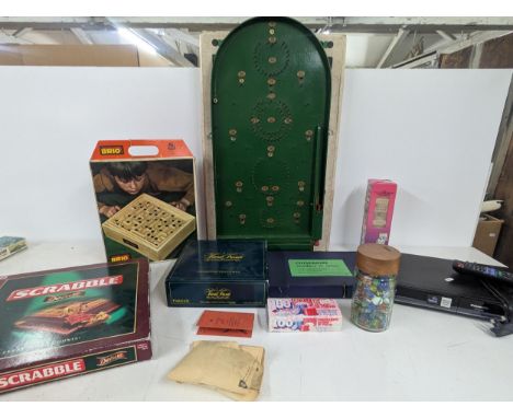 A collection of vintage board games to include Scrabble, Jenga and others (completeness not guaranteed), 19th century and lat
