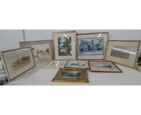A selection of framed and glazed paintings and prints to include countryside and seascape examples, a seascape signed K. L Ho