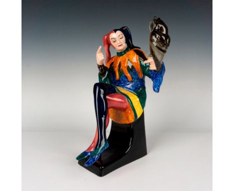 Art Deco figure of a seated jester holding an owl. Goldscheider backstamp. Artist: Josef LorenzlIssued: c. 1920sDimensions: 1