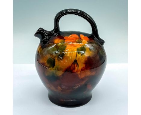 A small sphere form jug, with glaze hand painted orange poppy. Weller Aurelian engraved on the base. Issued: c. 1900sDimensio