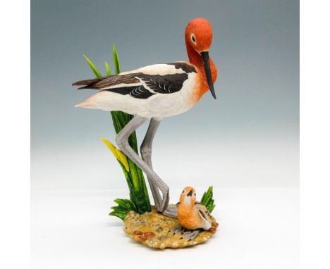 Avocet and cygnet in green rushes figural. Signed by artist. Limited edition 26 of 250. Goebel backstamp. Artist: Gunther R. 