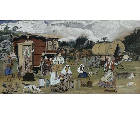 A R Price (British 19th/20th century): The Travellers, watercolour signed and dated 1902, 29cm x 56cm