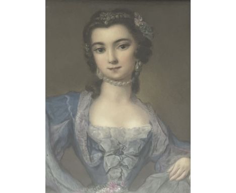 After Rosalba Carriera (Venetian 1673-1757): Portrait of Barbara Campanini, painted porcelain plaque unsigned 18cm x 15cm