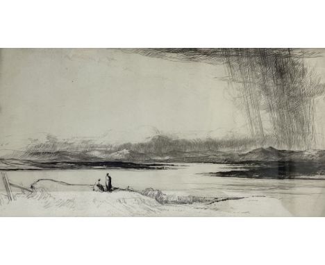 Alfred Bentley (British 1879-1923): Figures on Coast, etching signed together with Dutch School (19th/20th century): Figure i