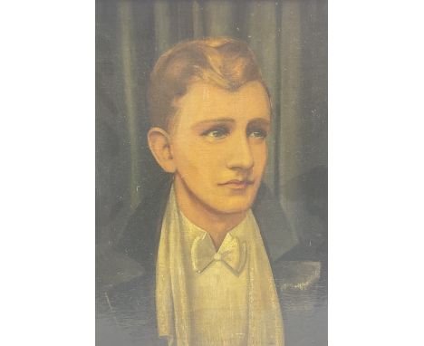 English School (Early 20th century): Portrait of a Dapper 1920's Gentleman, oil on board unsigned 39cm x 29cm