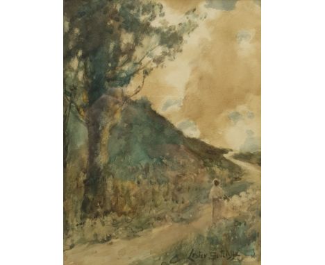 Lester Sutcliffe (British 1848-1943): 'Homeward Flock', watercolour signed 19cm x 14.5cm; 'Silver Birch', monochrome lithogra