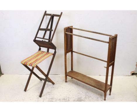 Early 20th century Oak Towel Rail with slatted sides, 93cms high x 76cms long together with Clifford Milburn &amp; Co Combina