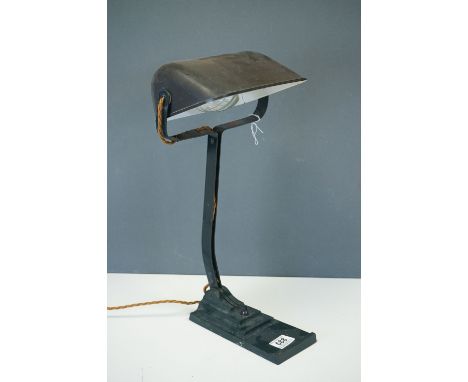 Art Deco 1930's Bauhaus ' Erpe ' model 52 Banker's Lamp with Bakelite Shade and Metal Base, stamped to base ' 52 ERPE Made in