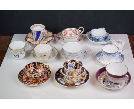 Collection of mainly 18th and 19th century Porcelain Cabinet Tea Bowls / Cups and Saucers including Copeland, Davenport Imari