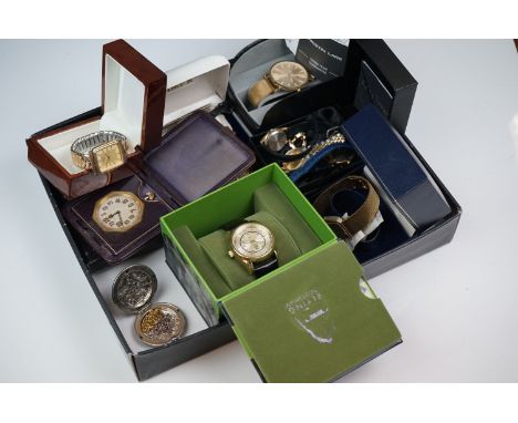 A collection of watches to include Rotary and Timex examples together with a travel clock 