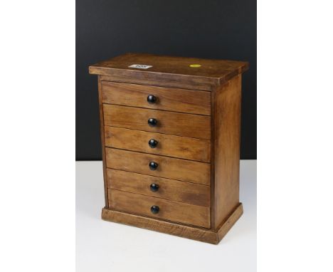 Vintage pine table top six drawer collectors cabinet 