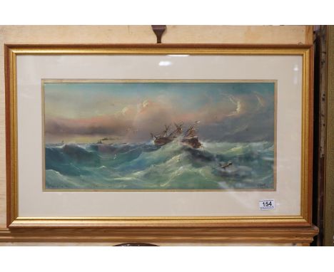 R Ward, circa 1932, a gilt framed pastel seascape entitled 'A Gale At Sea' inscribed, signed &amp; dated 