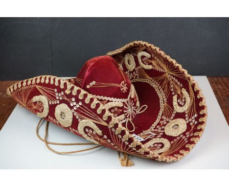 Vintage Sombrero Velvet Hat by J Jesus Linan San Francisco 