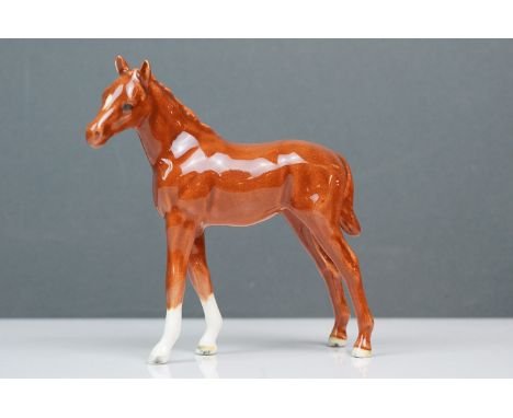 Beswick Chestnut Foal (larger thoroughbred type) model no. 1813, First version, height approx 11.9cm, backstamp 