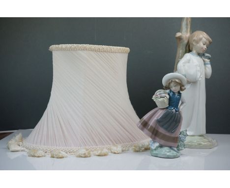 Lladro ' Sweet Scent ' Figurine no. 5221 and a Lladro style Table Lamp with Shade, 40cms high 