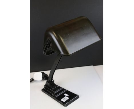 Art Deco 1930's Bauhaus ' Erpe ' model 52 Banker's Lamp with Bakelite Shade and Metal Base, stamped to base ' 52 ERPE ', appr