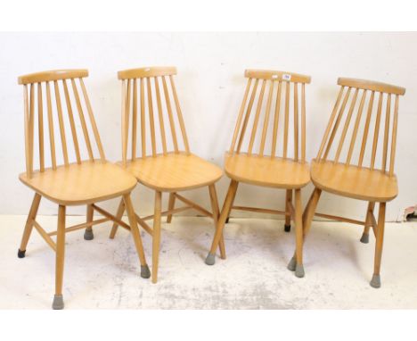 Set of Four Mid 20th century Stick-back Kitchen Chairs, 82cms high 