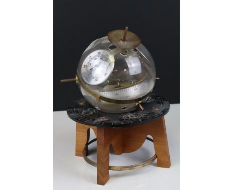 Retro West German ' Sputnik ' Weather Station incorporating a Barometer, Thermometer and Hydrometer, 26cms high 