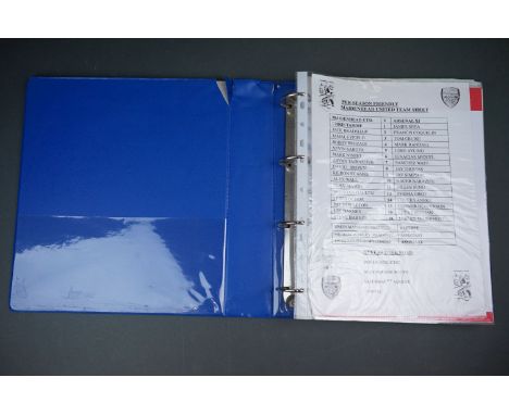 Football - Arsenal fc 2009/10, a binder containing a collection of teamsheets, tickets, menus etc, to include League, Cup, Ch