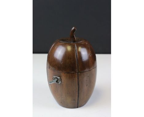 Georgian style fruitwood tea caddy in the form of a piece of fruit 