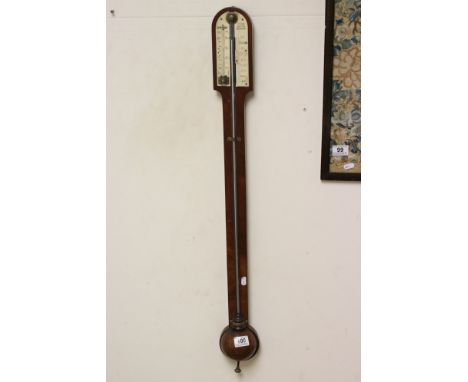 19th century Mahogany Stick Barometer marked ' King Optician Bristol ', 90cms high (a/f) 