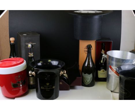 Moet &amp; Chandon Top Hat Ice Bucket together with Five Further Ice Buckets, Moet &amp; Chandon Glass Candle Holder and Nine