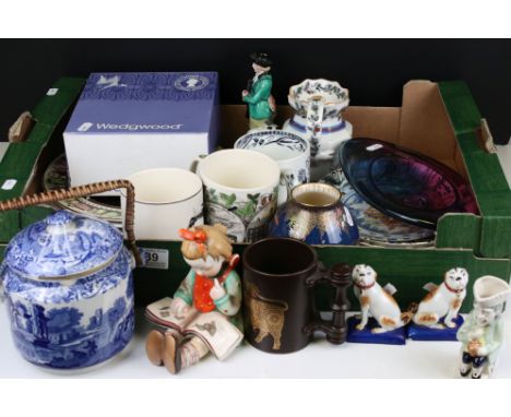 Mixed Lot of Ceramics and Glass including Copeland Spode Italian Biscuit Barrel, Royal Doulton Seriesware Plates, Carltonware